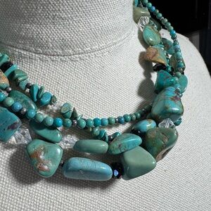 Silpada Turquoise Multi Strand Necklace N1299 Obsidian 925 Sterling Silver